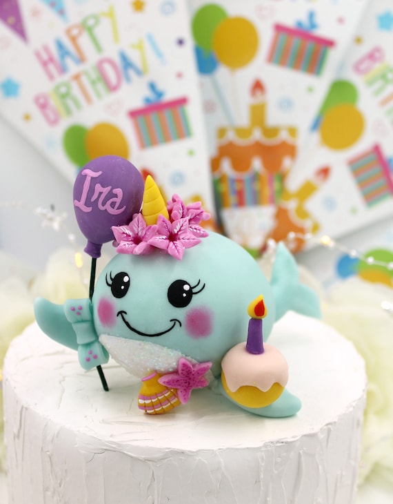 First Birthday Cake Topper Narwhal Cake Topper Under The Sea Etsy