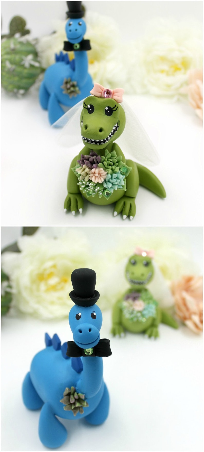 Dinosaurier Hochzeit T-rex Tortenstecker, Mr & Mrs rustikale Tier personalisiert Jurassic Park Braut und Bräutigam Brontosaurus Hochzeitstorte Topper Bild 7