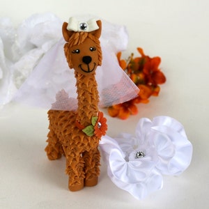 Llama wedding cake topper with personalized banner, custom bride and groom more than 6 tall image 5