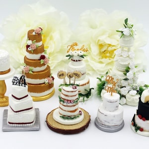 Réplica de pastel de bodas, réplica de mini pastel, parejas casadas a medida, adorno de pastel de bodas de Navidad, regalo del primer aniversario imagen 10