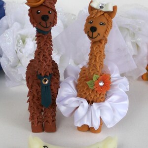 Llama wedding cake topper with personalized banner, custom bride and groom more than 6 tall image 2