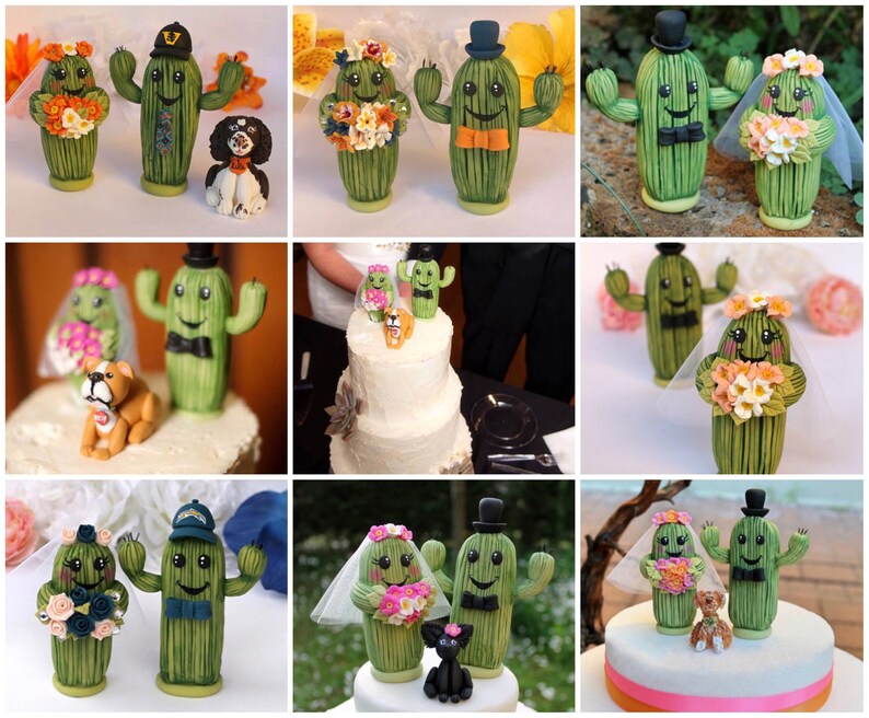 Cactus wedding cake topper custom cactus cake topper cactus Etsy