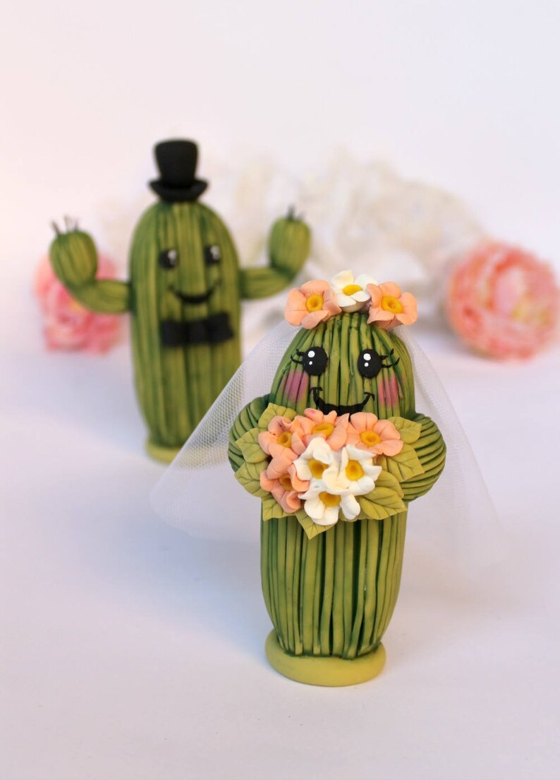Cactus wedding cake topper custom cactus cake topper cactus Etsy