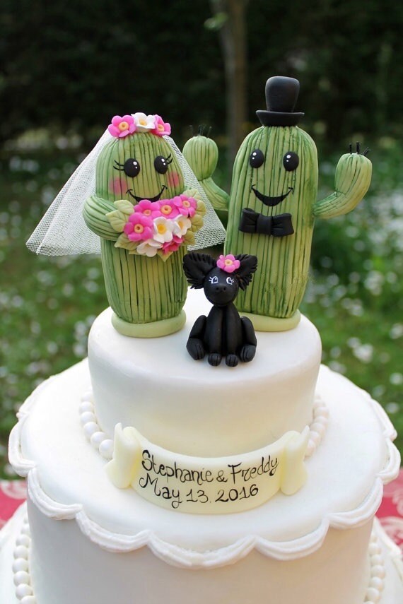 Hochzeitstorte Topper, Kaktus Tortendeko, rustikale Hochzeitstorte,  Sukkulente Hochzeit, Torten Deko mit Hund, Saguaro Cake Topper - Etsy  sterreich