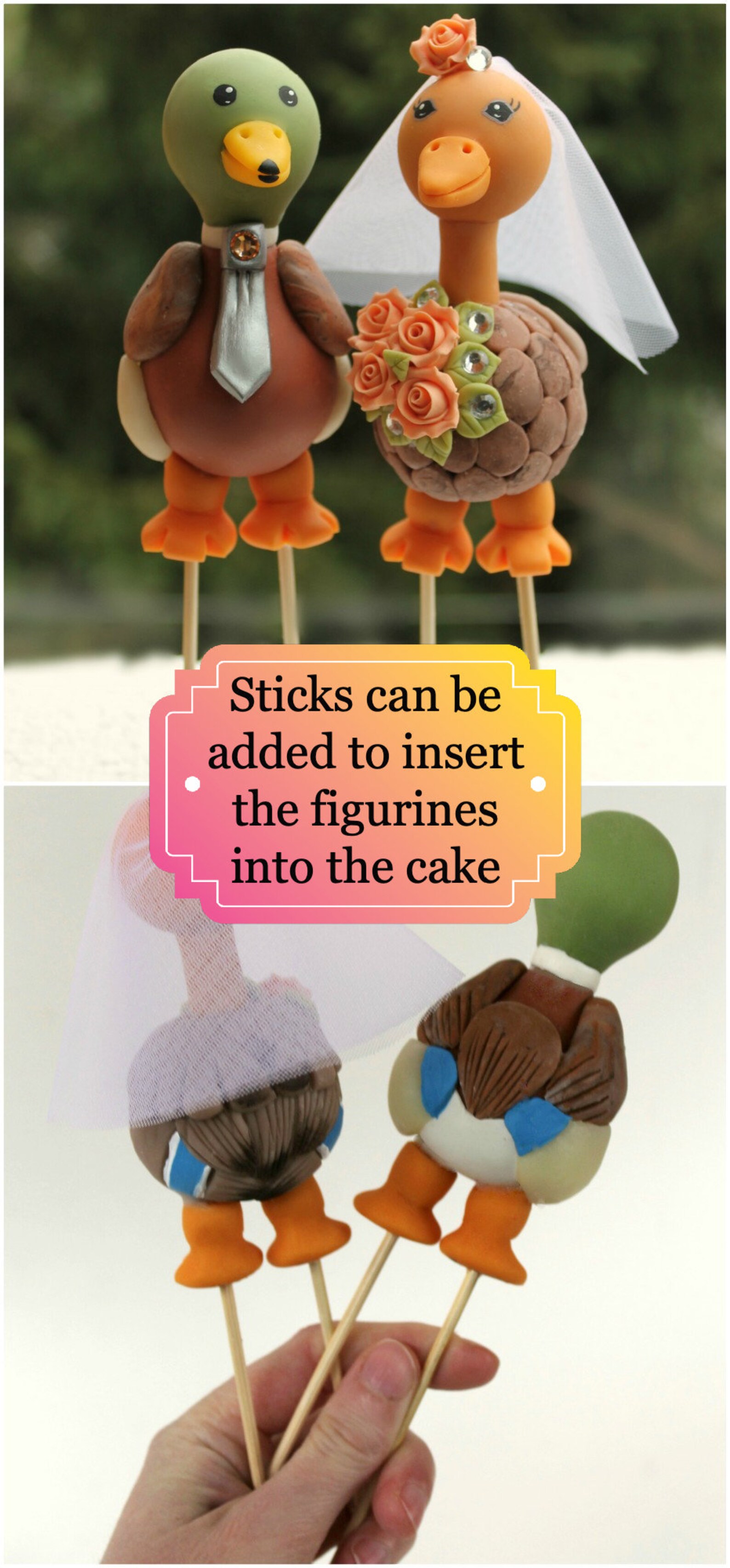 Rustic Wedding Cake Topper Duck Cake Topper Custom Love Bird Etsy