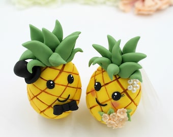 Topper per torta nuziale a forma di ananas, topper per torta personalizzato in stile spiaggia tropicale aloha hawaiano, topper per torta nuziale boho, matrimonio a tema ananas