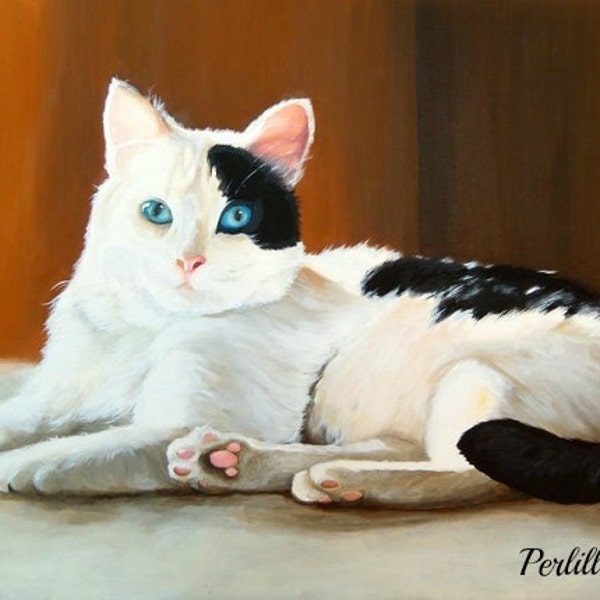 Custom cat portrait from photo, custom cat painting, cat lover gift, custom pet portrait on canvas