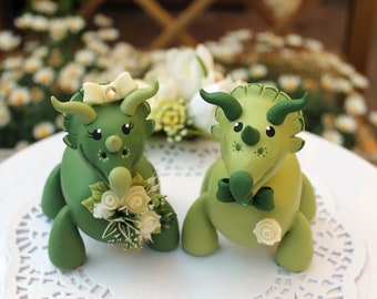 Dinosaur wedding cake topper, rustic funny jurassic prehistoric animal triceratops dino wedding cake topper, cute dinosaur cake topper
