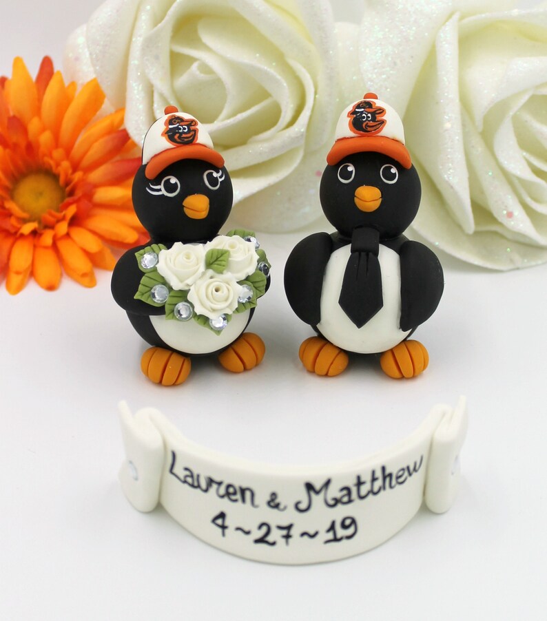 Baseball wedding cake topper sport wedding penguin custom
