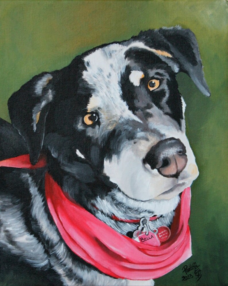 Custom dog portrait 10 X 14 hand painted pet painting Etsy
