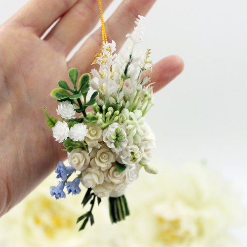 Ornement de réplique de bouquet, bouquet miniature, cadeau de 1er anniversaire, cadeau de mariés pour couple, roses miniatures, cadeau d'anniversaire de femme