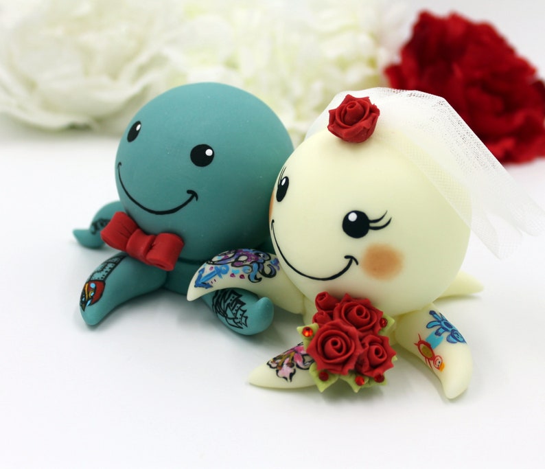 Octopus Wedding Cake Topper Figurines, Tattooed Rockabilly Alternative ...