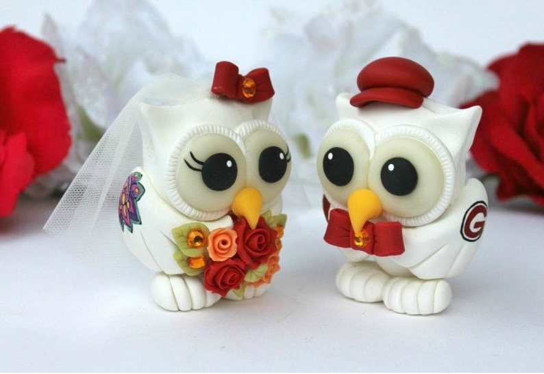 Tattoo owl wedding cake topper, rockabilly wedding, rockabilly rock n roll alternative vintage retro wedding, custom love bird topper image 10