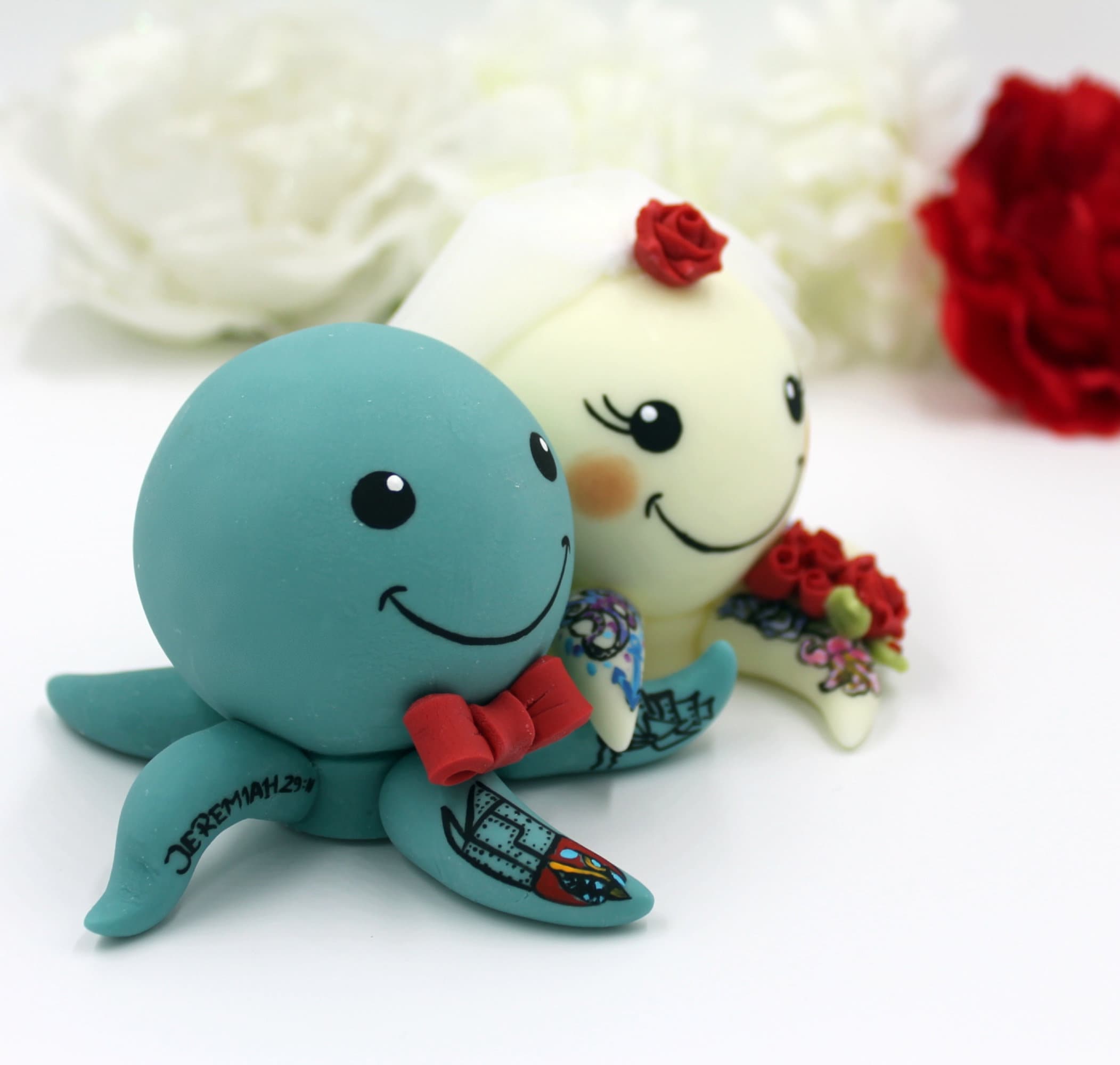 Octopus Wedding Cake Topper Figurines, Tattooed Rockabilly Alternative ...