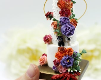 Wedding cake replica with dogs, custom dog figurine, replica pet statue, mini wedding ornament, gift for wife husband, first Christmas