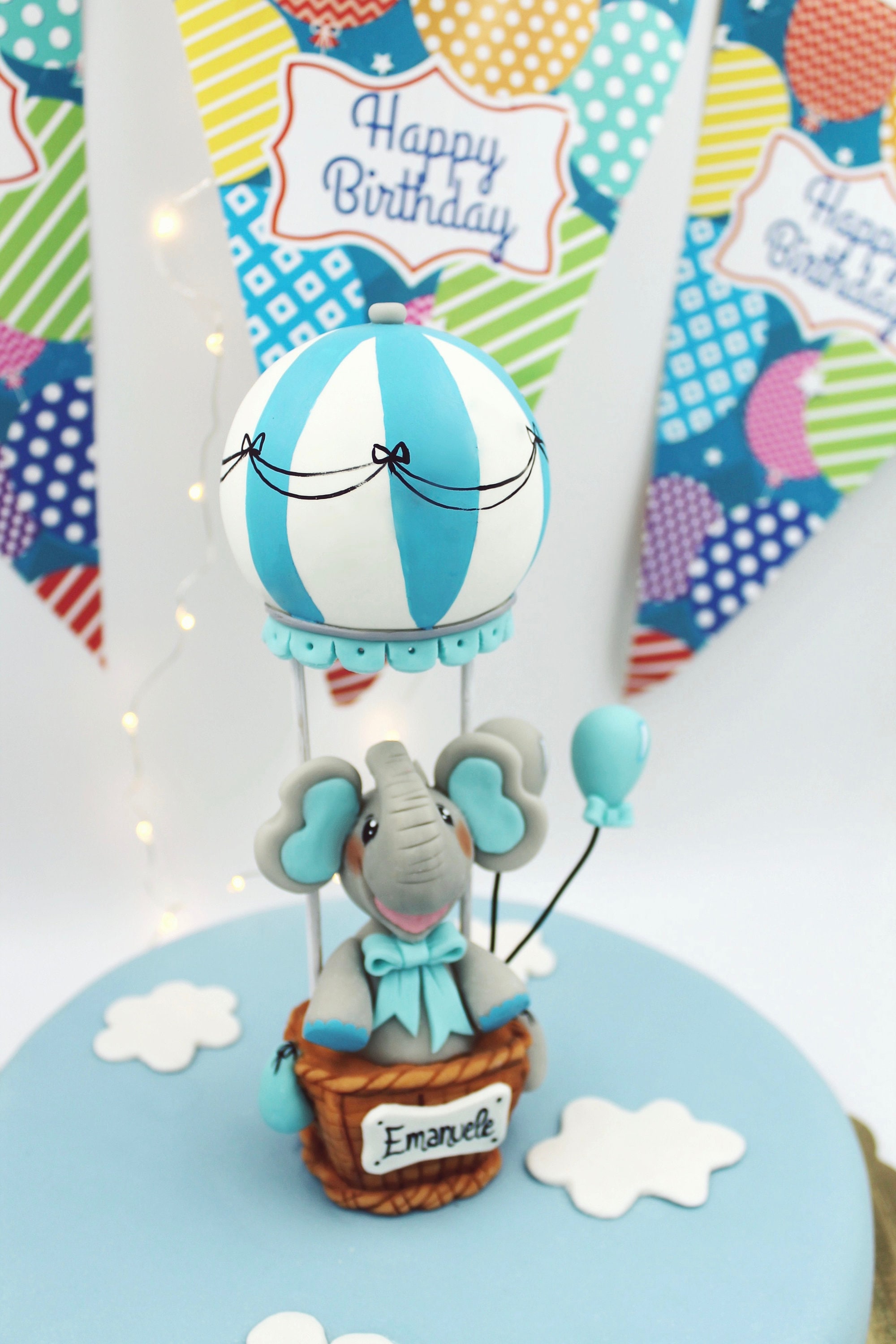Handmade Elephant Hot Air Balloon Cake Topper, First Birthday Decor - Etsy