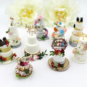 Réplique de gâteau de mariage, réplique de mini gâteau, couples personnalisés mariés ensemble ornement de gâteau de mariage de Noël, cadeau du premier anniversaire image 2