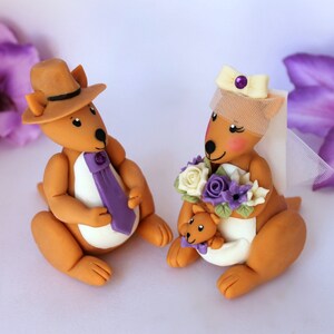 Kangaroo custom wedding cake topper, Australian kangaroos with baby, personalized wedding, 4 tall image 8