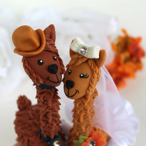 Llama wedding cake topper with personalized banner, custom bride and groom more than 6 tall image 4