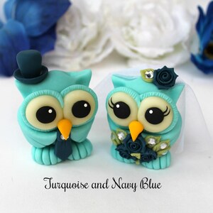 Bride and groom love bird owl cake topper, custom wedding cake topper, cute animal cake topper, owl wedding cake decorations with banner image 8