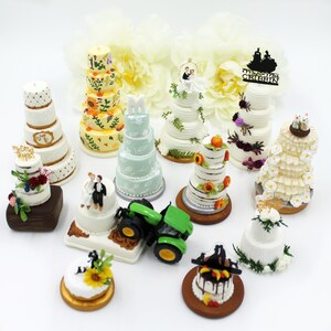 Réplique de gâteau de mariage, réplique de mini gâteau, couples personnalisés mariés ensemble ornement de gâteau de mariage de Noël, cadeau du premier anniversaire image 4