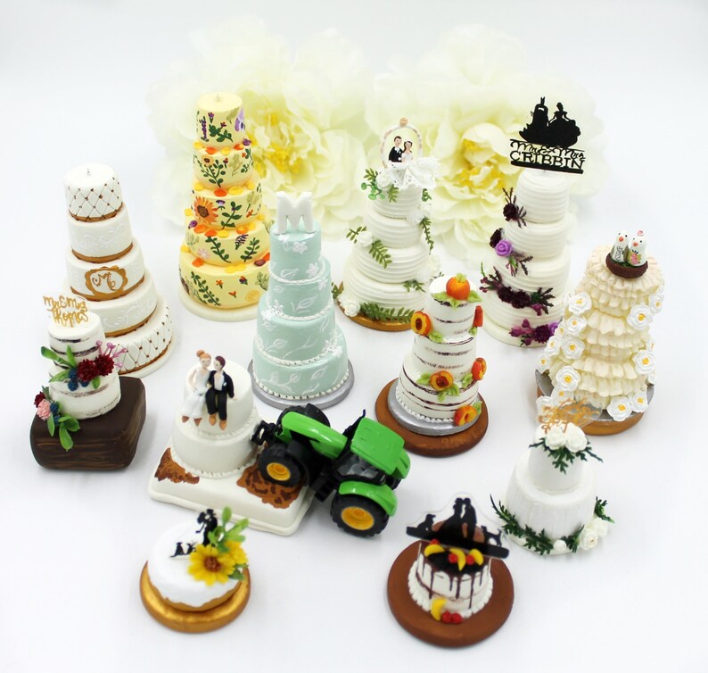 Réplique de gâteau de mariage, réplique de mini gâteau, couples personnalisés mariés ensemble ornement de gâteau de mariage de Noël, cadeau du premier anniversaire image 4