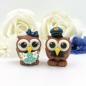 Owl wedding cake topper, customizable job cake topper, police groom and nurse bride image 6
