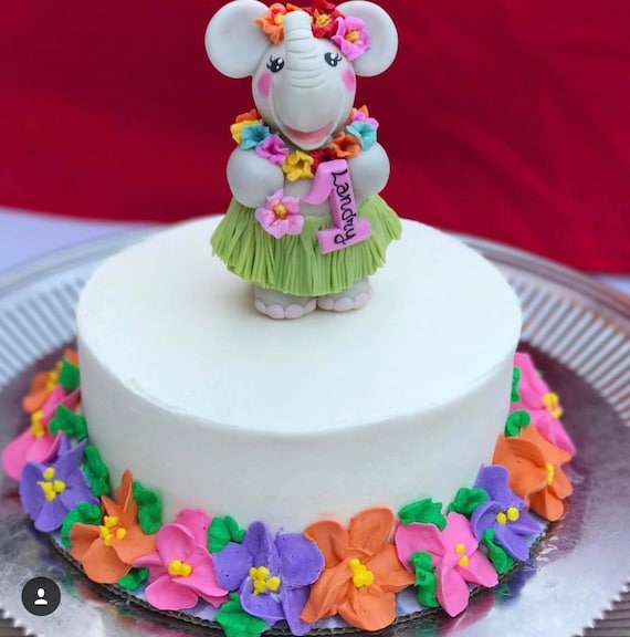First Birthday Cake Topper For A Baby Girl Elephant Cake Etsy