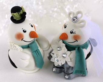 Mr and Mrs snowman cake topper for wedding, winter wonderland wedding cake topper, Christmas cake topper, snowmen cake topper bride groom