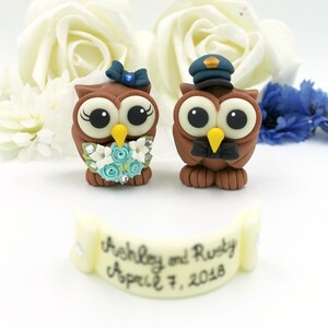 Owl wedding cake topper, customizable job cake topper, police groom and nurse bride image 2