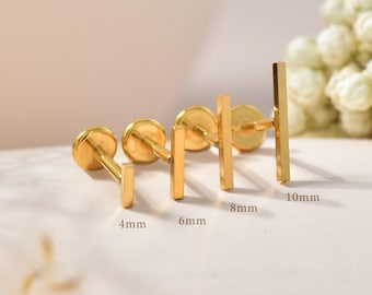 16G/18G/20G Titanium Bar Flat Back Stud, Titanium Cartilage Earring, Minimalist Helix Stud, Tragus Piercing Jewellery