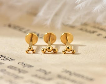 20G/18G/16G Titanium Climber Bead Threadless Push Pin Labret, Flat Back Earrings, Cartilage Tragus Conch Helix stud