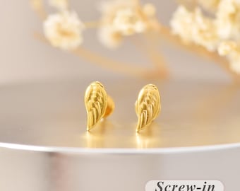 18G/16G Titanium Small Wing Internally Threaded Labret • Flat Back Earring • Tragus • Helix • Cartilage Stud • Nose Stud