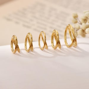 20G/18G/16G Titanium Double Hoop Earrings, Gold Sleeper Hoops, Double Ring Earrings, Minimal Cartilage Hoop Jewellery, Clicker Hoop