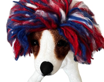 Patriotic dog wig, 4th of July dog wig. Dog hair. USA dog, Patriotic dog costume. Pet wig. Ships within 24 hours.