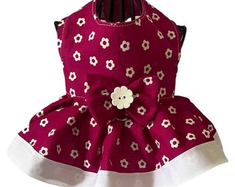 Fuchsia and White Dog Dress, Dog Clothing, Dog Costume. All sizes. Ships within 24 hours.