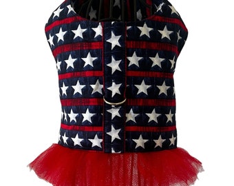 Stars and Stripes Dog Dress, 4th of July dog, USA, America, Dog costume, Dog clothing. All sizes. Will ship within 24 hours.