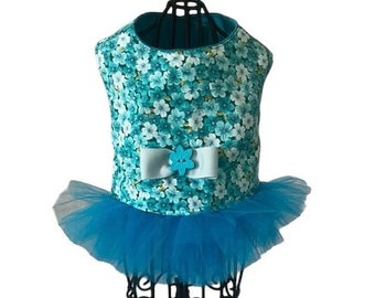 Turquoise Tutu Dog Dress, Dog Clothing, Dog Costume. All sizes. Ships within 24 hours.