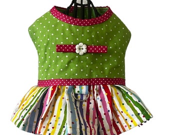 Lime and Pink Dog Dress, Dog Clothing, Dog Costume. All sizes. Ships within 24 hours.