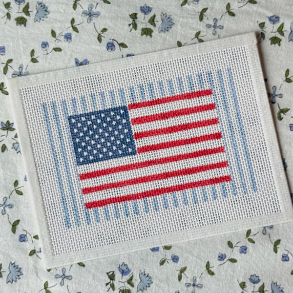 Handpainted American Flag Needlepoint Canvas – Needlepoint Beginner Canvas - 13 Mesh