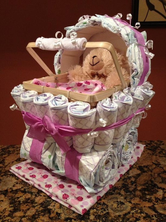 Diaper Carriage Baby Shower Gifts Baby Shower Diapers Diaper Creations