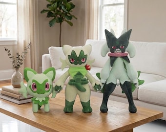 Set di peluche Sprigatito Evolution – Peluche Pokemon – Peluche Grass Cat Fantasy