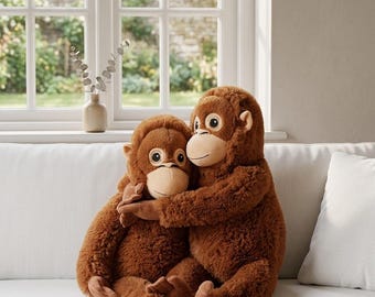 Peluche di orangutan: morbido scimmietta di cotone da abbracciare, decorazione per la cameretta dei bambini, 66 cm
