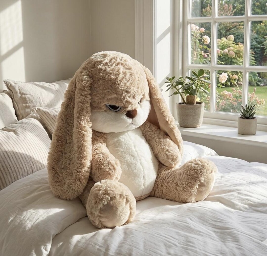 Grumpy Bunny Plush Toy, Soft Cotton Stuffed Rabbit, Kawaii Animal Doll ...