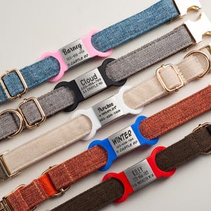 Etiqueta de identificação personalizada e silenciosa para animais de estimação, em aço inoxidável gravado, para coleira de cachorro.