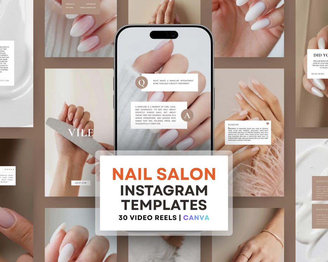 Nail Salon Instagram Templates | Canva Reels & Posts (digital Download ...
