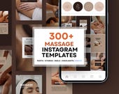 Massage Instagram Template Canva Bundle Stress Relief Wellness Post Story Reel Highlight Editable Relaxation Business Kit