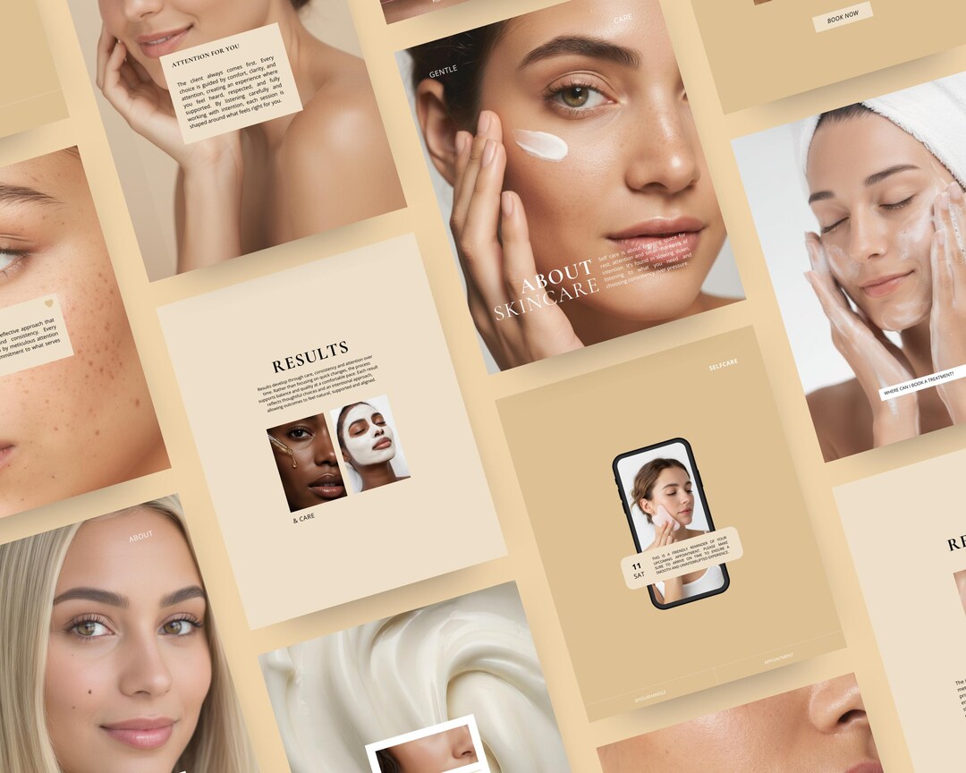 Wellness Instagram Templates Canva | Skincare Brand Social Media Kit ...