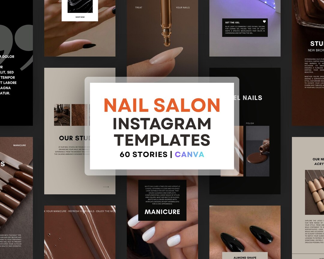 Nail Salon Instagram Story Templates Canva Editable Nail Booking Post ...