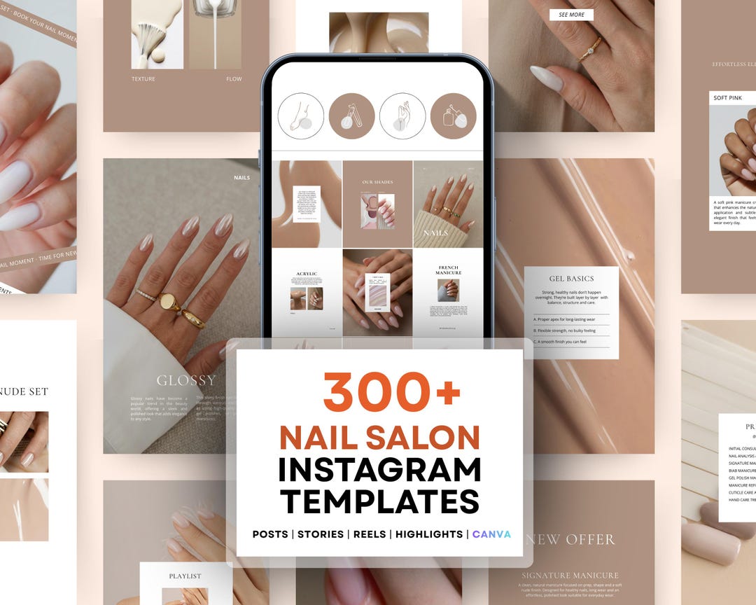 Nail Salon Instagram Templates Canva Bundle | Client Attraction Social ...